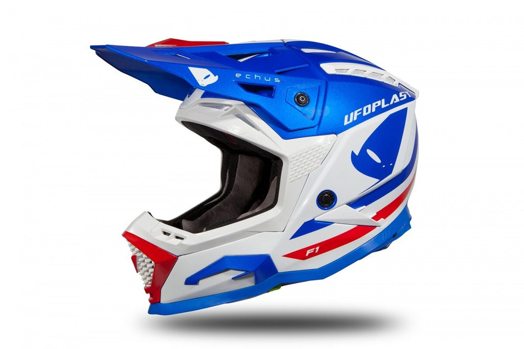 CASCO UFO MOTOCROSS ECHUS BLU/BIANCO/ROSSO LUCIDO